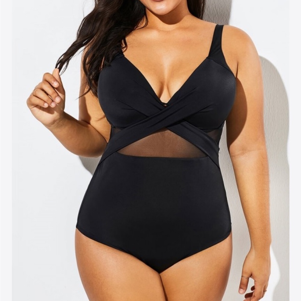 NWT black one piece bathing suit